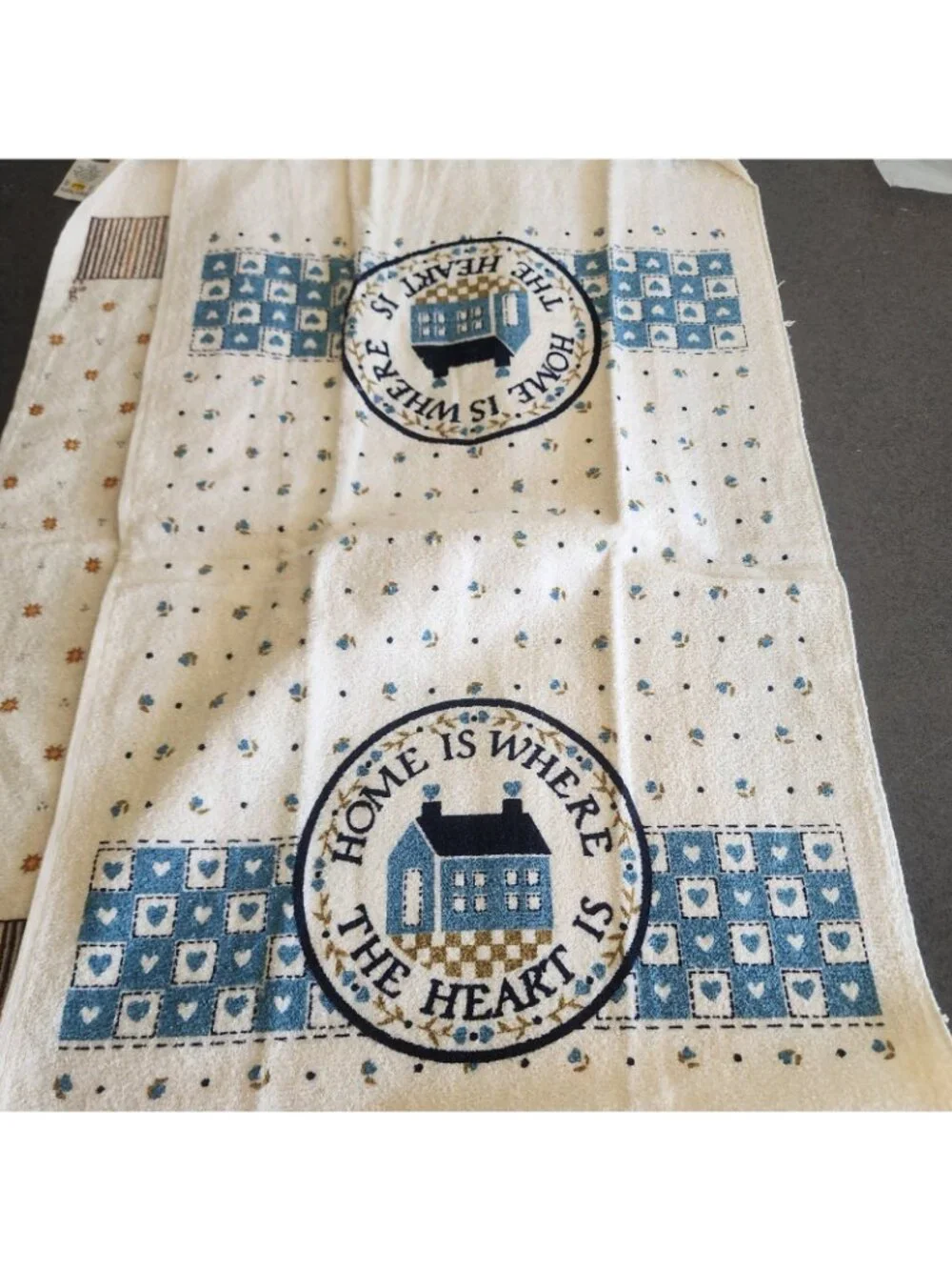 Vtg Cottagecore Fringed Kitchen Towel Set House Home Is Where The Heart Is